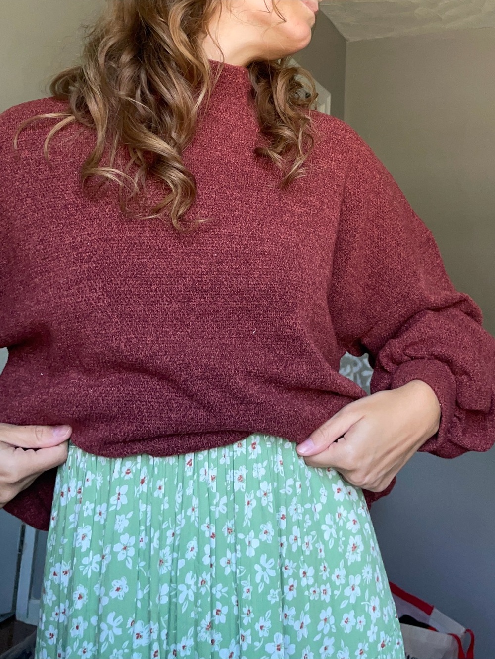 Lush Wine Red Mock Neck Sweater